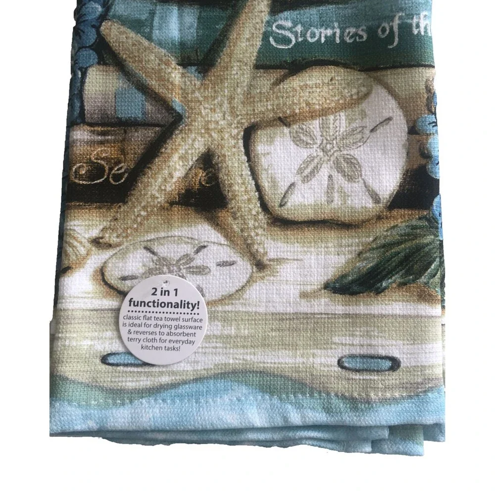 Kay Dee Coastal Kitchen Dish Towels Absorbent 100% Cotton 18x28